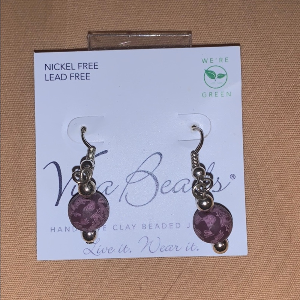 Purple dangly earrings NEVER WORN
